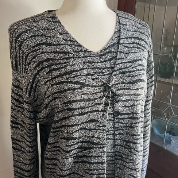 Vintage Liz Claiborne Zebra Print Cotton Cardigan Tank Set M 80s/90s Edgy Boho - Picture 12 of 17